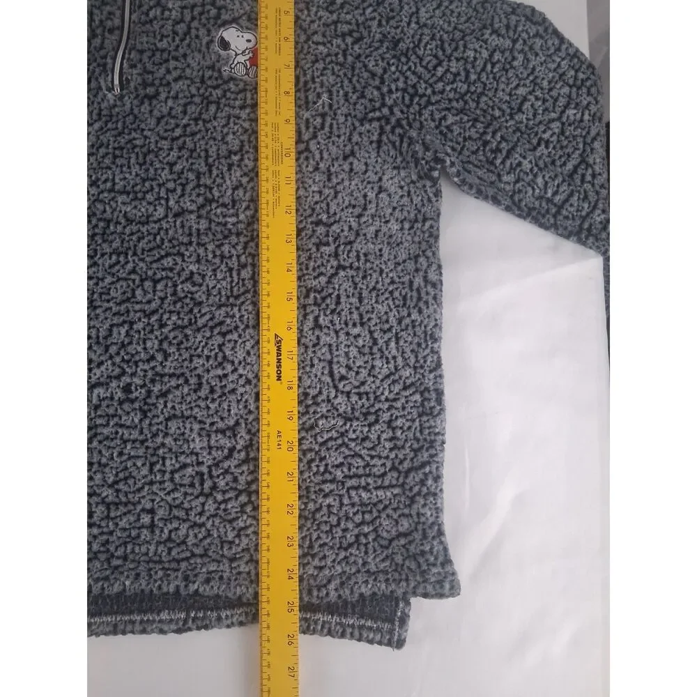 Peanuts Snoopy Women’s XL Gray Sherpa Fleece Quarter Zip Pullover Red Heart